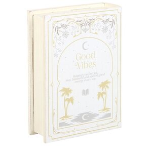 White Book-Shaped Storage Box with Gold Details Debossed Text - White - Image 4