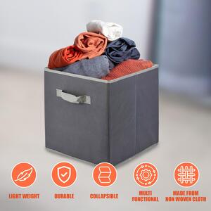 Foldable Storage Cubes with Handle Set of 6 Toys Clothes Organiser - Grey