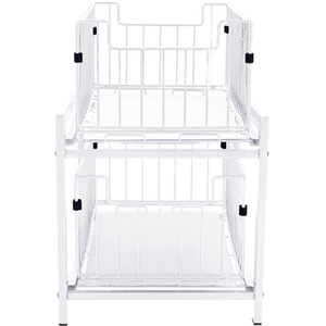 Livingandhome Under-Sink Storage Rack with Sliding Drawers - White