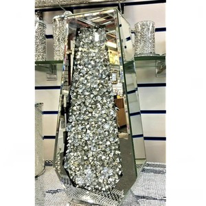 Diamond Crushed Floor Vase - Coffin Shaped - Silver